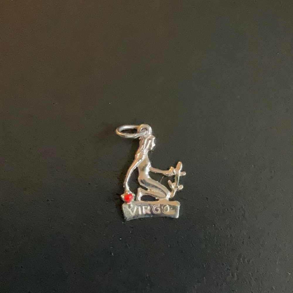 Sterling Virgo charm pendant with garnet